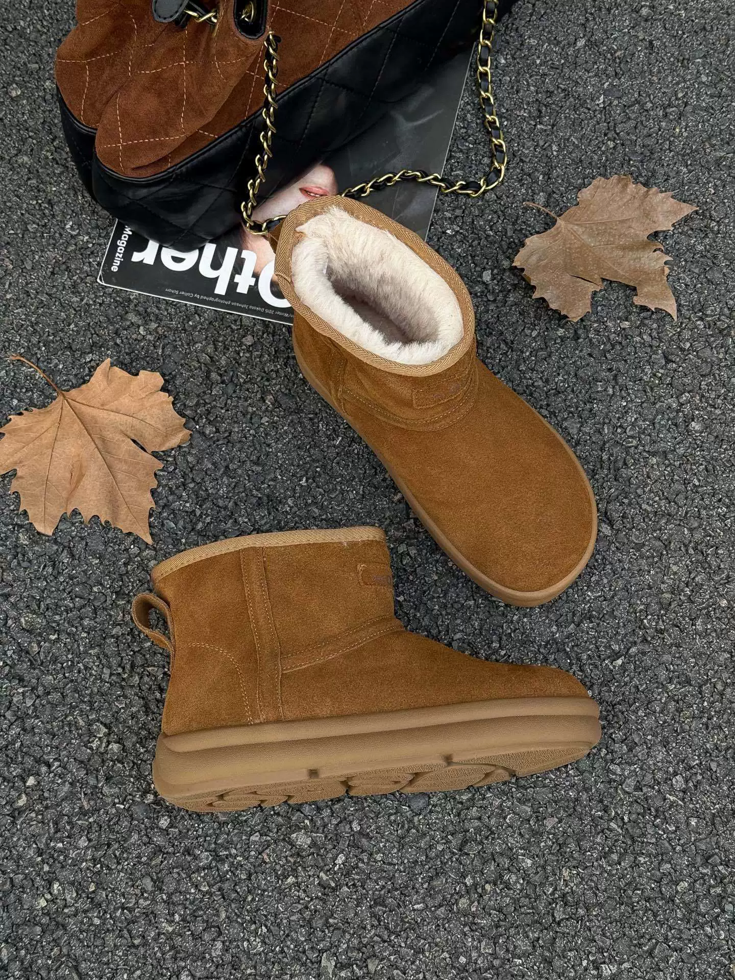 Retro matte leather keep warm classic low boots, simple and elegant design