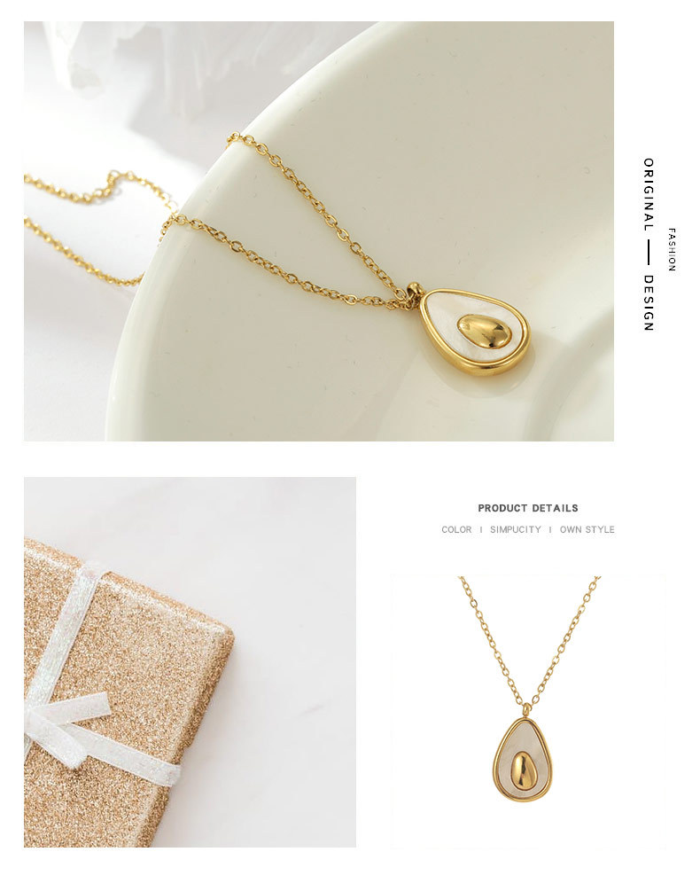 Fashion Water Droplets Stainless Steel Plating Shell Necklace_colorza_2