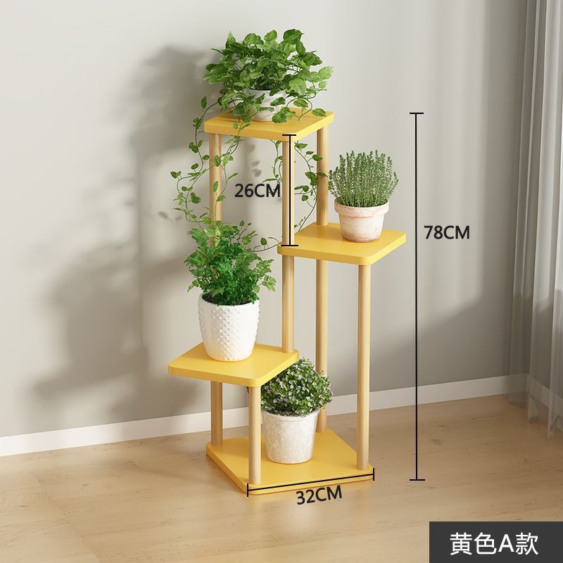 Estante de flores Estante de balcón simple de estilo de piso para uso doméstico interior Estante de macetas de lujo ligero de varios pisos con suculentas de rábano verde