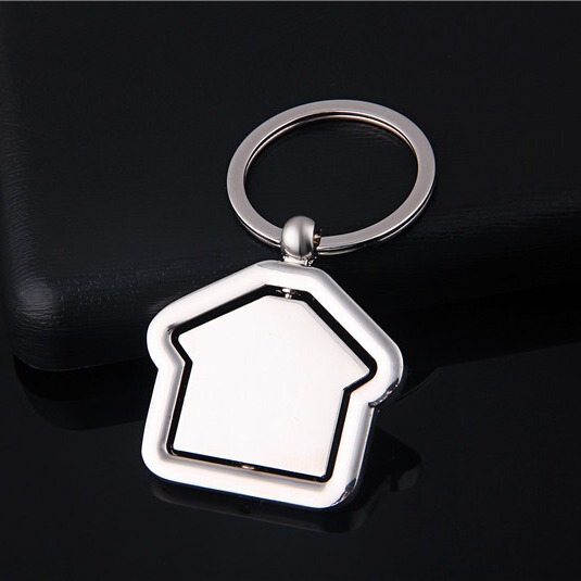 Metal Rotating House Keychain Double-Sided Laser Keychain Pendant with Logo Engraving Zinc Alloy Car Key