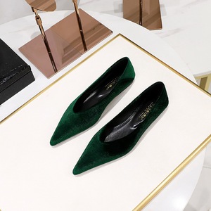 2873-7 Korean Fashion Spring and Autumn Women's Shoes Flat Heels Thickened Suede Shallow Mouth Pointed Xishi Velvet