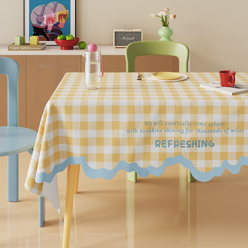 Cream-Style Tablecloth 2025 New Model Cover Cloth Rectangular Waterproof Heat-Resistant No-Wash Coffee Table Cloth Light Luxury High-End Feel