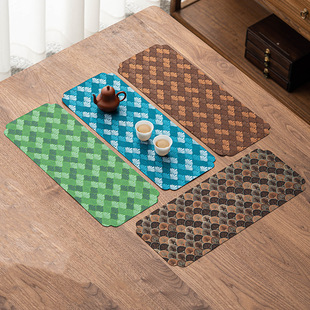 Fan Pattern Tea Mat Waterproof Tea Cloth Mat New Chinese Zen Fabric Dry Bubble Mat Kung Fu Tea Set Tea Towel Tablecloth Mat Table Flag