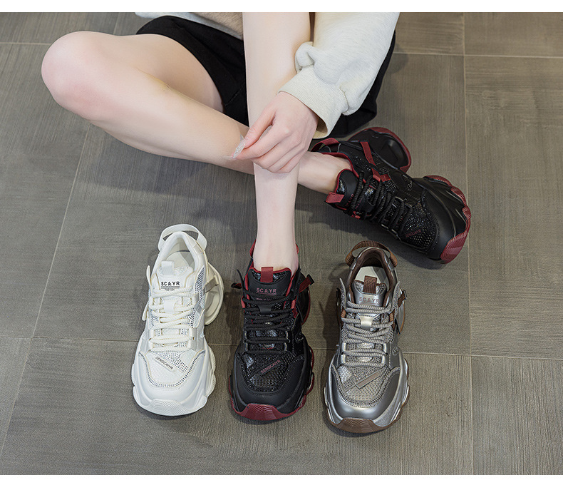Giày sneaker nữ đế dày platform tăng chiều cao phong cách thể thao thời trang xuân hè 2026 — M2707 màu chì, M2707 màu be, M2707 màu đen chi tiết 26