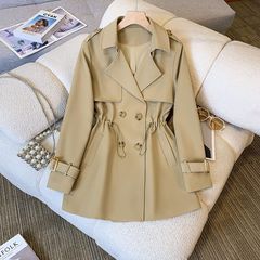 西装领风衣女中长款2025春季新款收腰百搭显瘦气小个子春秋卡其色