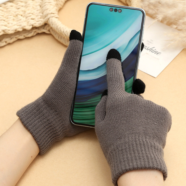demi-season knitted keep warm solid color travel gloves