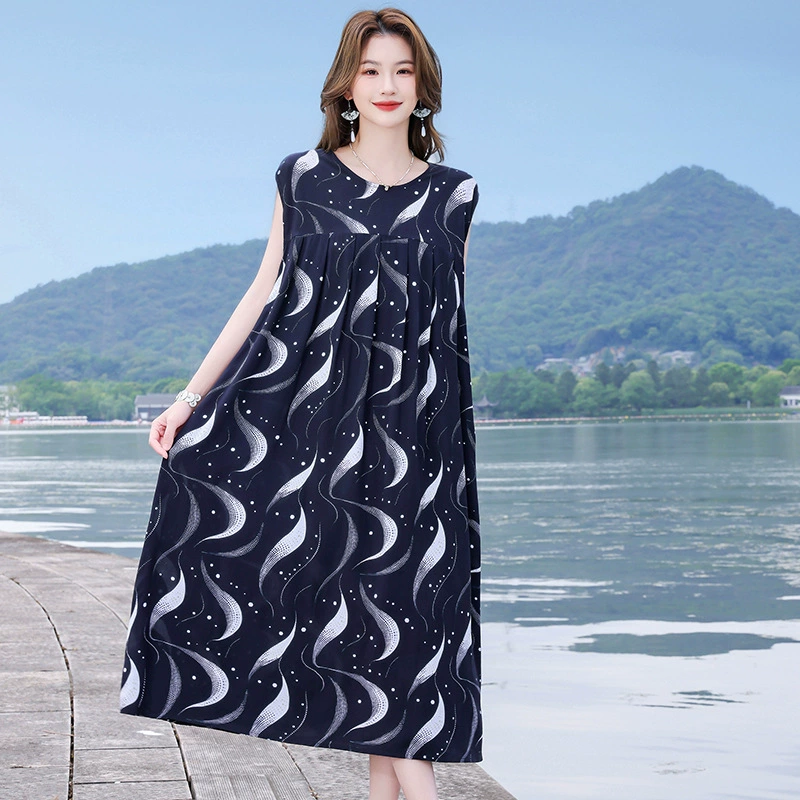 Высококачественное хлопковое шелковое платье, женская новая пляжная юбка, летняя свободная длинная юбка из искусственного хлопка больших размеров, верхняя длинная юбка