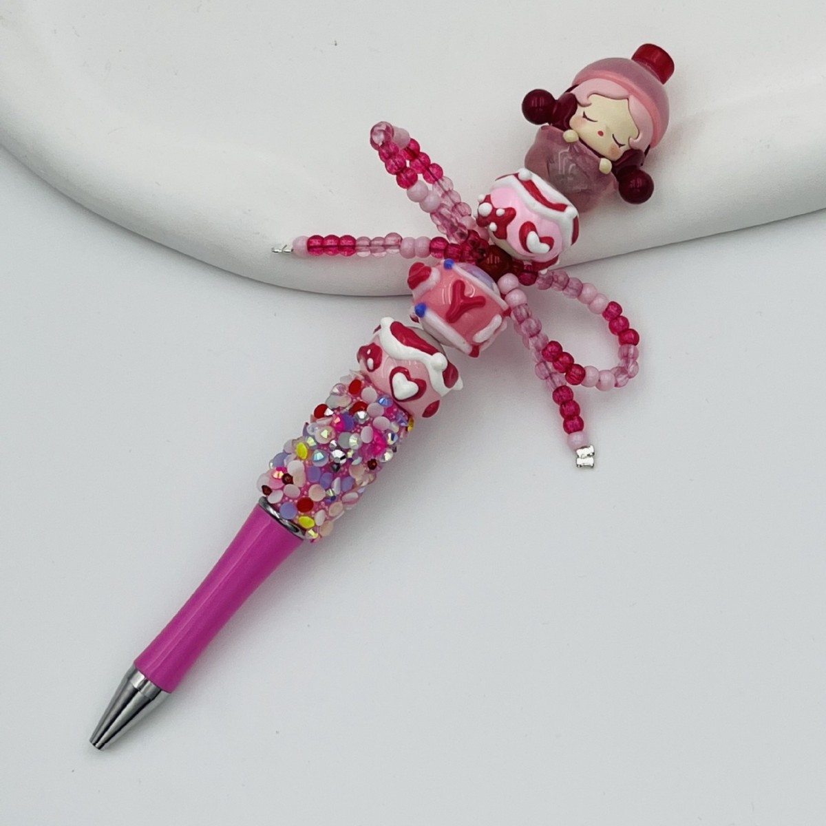 Genuino bolígrafo de granos espumoso, bolígrafo de cuentas encantador, bolígrafo de regalo creativo de dibujo a mano, bolígrafo de bola creativo