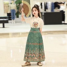 新中式短袖女童马面裙套装儿童中国风汉服半身裙古风唐装夏装童装