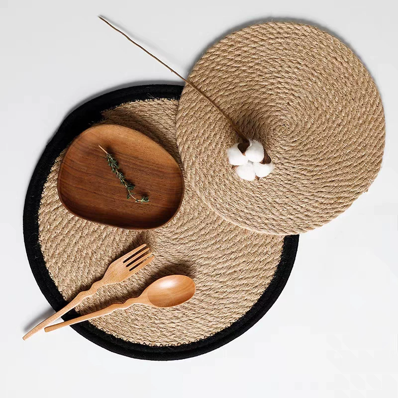 Japanese -style grass editing craftsmanship cushion lush linny pad hemp cushion hemp rope meal cushion woven cushion thermal insulation disk Amazon Amazon