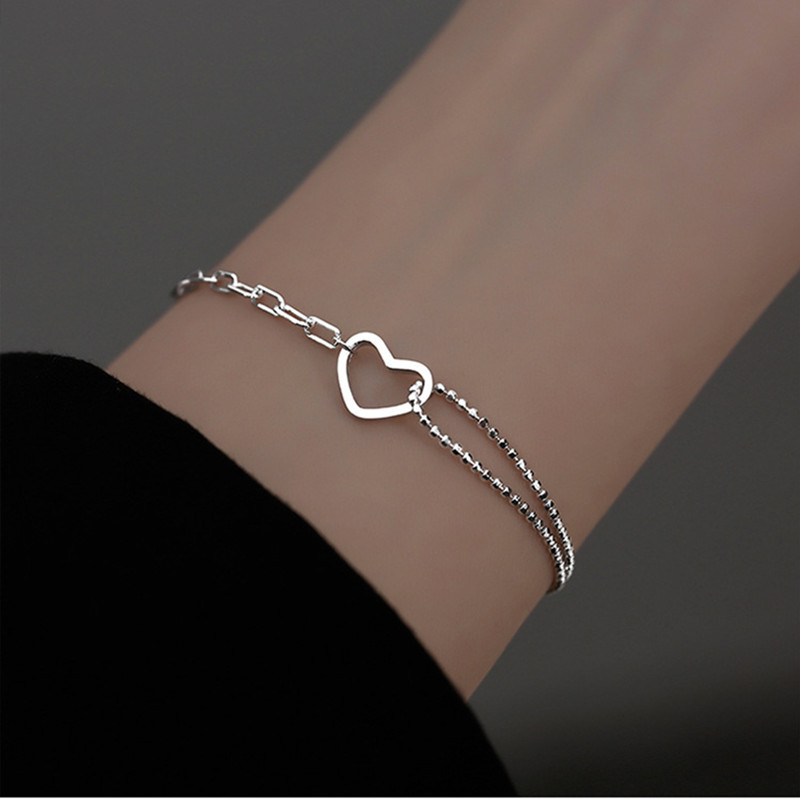 S925 Sterling Silver Love Bracelet For Girls,Simple Japanese And Korean Version,High-end And Exquisite,Style Bracelet For Students,Niche Design