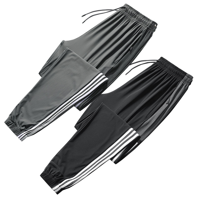 Pantalones de secado rápido de talla grande 2022 pantalones de tres barras de seda de hielo de verano estilo casual suelto de fábrica al por mayor