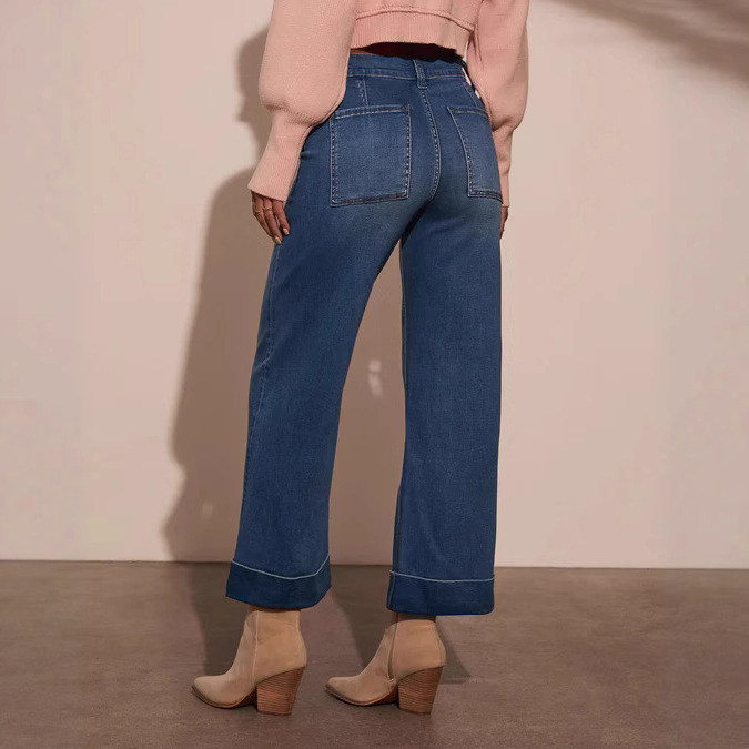 K European And American Style New Fashionable High Waisted Elastic Loose Jeans For Women_mkmklike.com