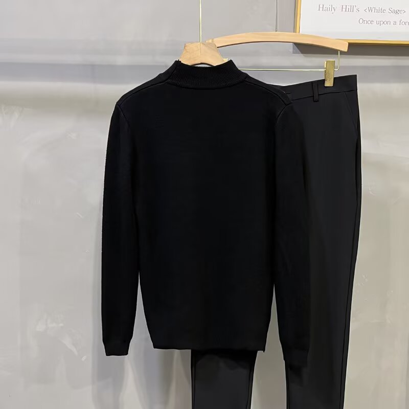 Herren Rollkragenpullover Mit Fleecefutter Slim Fit Strickpullover_voghion.com