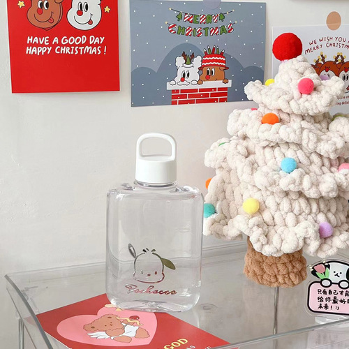 Pacha Dog Transparent Plastic Water Cup High-Endurance Large Capacity Trendy On-the-Go Cup Student Portable Cold Water Bottle Wholesale