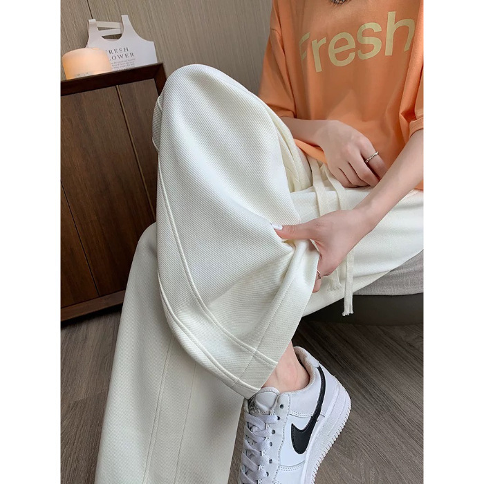 美式阔腿卫裤子女夏季薄款个性休闲抽绳运动休闲遛弯长裤子女|undefined