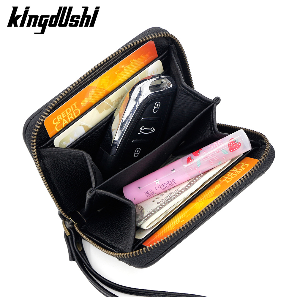 Nueva bolsa de tarjetas con cremallera litchi, bolsa de cambio corta, mini bolsa de monedas, bolsa de llaves, bolsa de almacenamiento