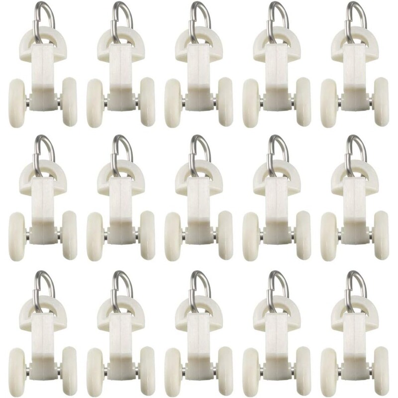 Plastic Double-Wheel Curtain Track Carrier, Curtain Guide Rail, Sliding Shower Curtain, 14mm Wheel Diameter Square Track