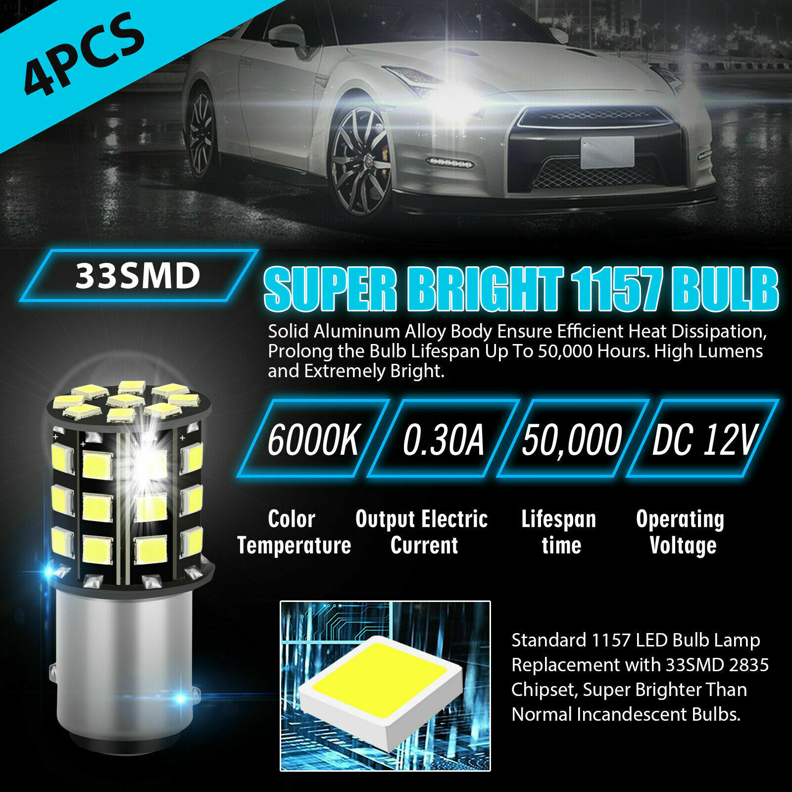 EBAY luces 33LED luces de dirección 1156 1157 2835 33SMD luces de marcha atrás luces de freno luces de esquina