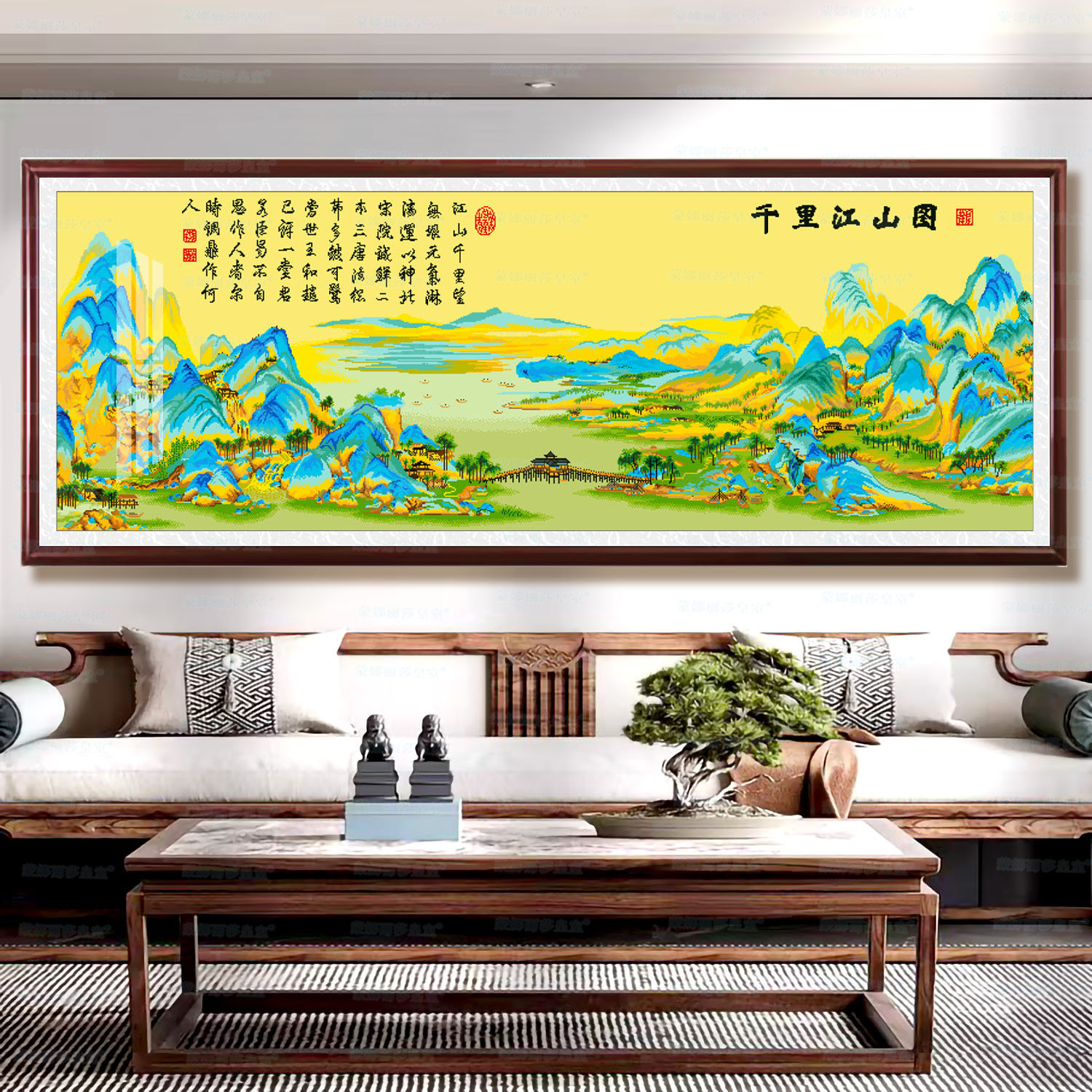 Mona Lisa real personalizada actualización clásica sala de estar paisaje bordado a mano bordado image 3