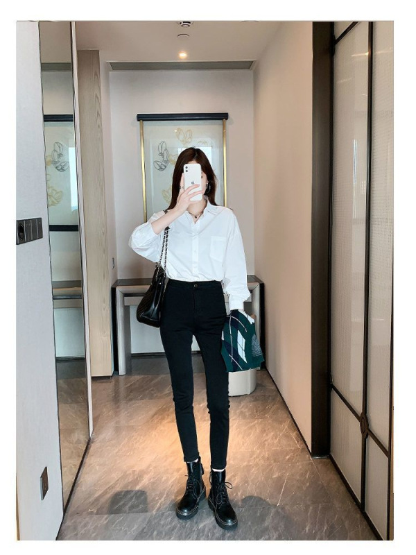 白色衬衫女春秋夏新款高级感jk制服翻领百搭上衣职业装长袖衬衣批|undefined