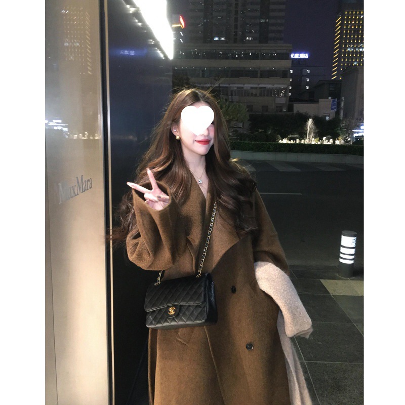 新款双面羊绒呢子大衣女秋冬感毛呢外套韩系小个子中长款