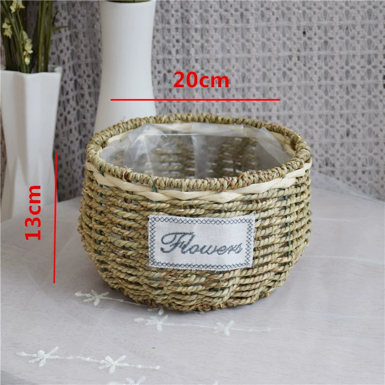 Straw handheld flowerpot, woven basket, J64