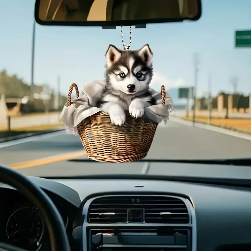 2D pequeños regalos perros husky 2D joyas creativas canestas colgantes colgantes de espejos retrovisores de automóviles decoración del árbol de Navidad