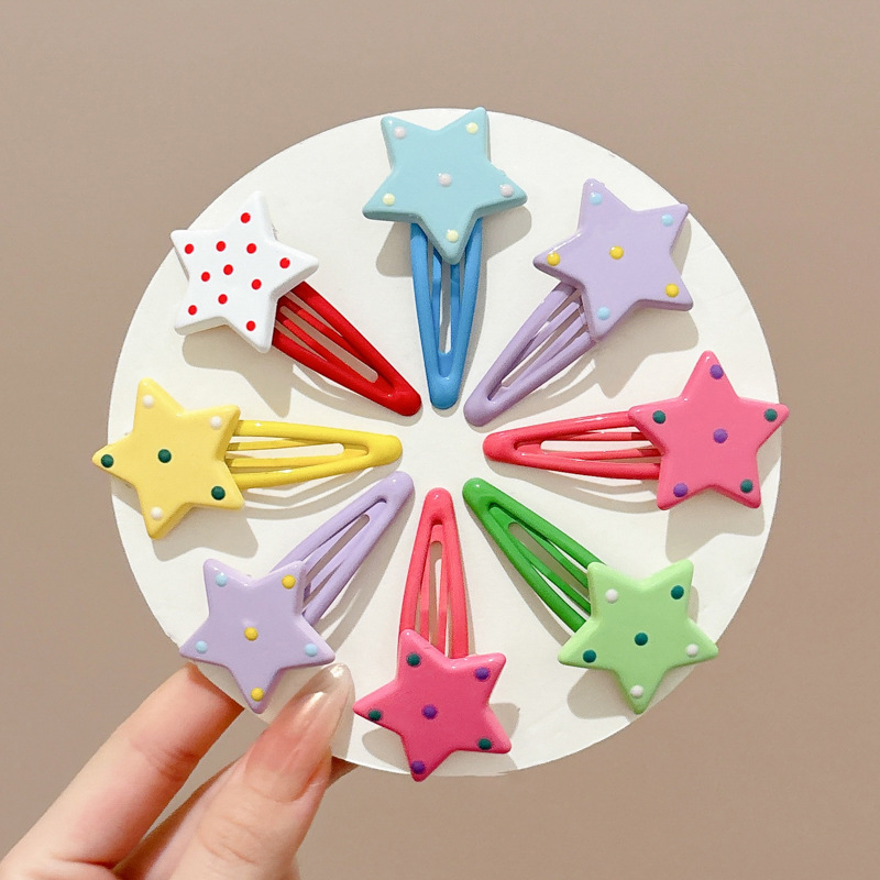 Dopamina ondulado punto estrellas clip para el cabello de una chica encantadora cabello roto peluquete clip para el cabello de alto nivel clip para el cabello