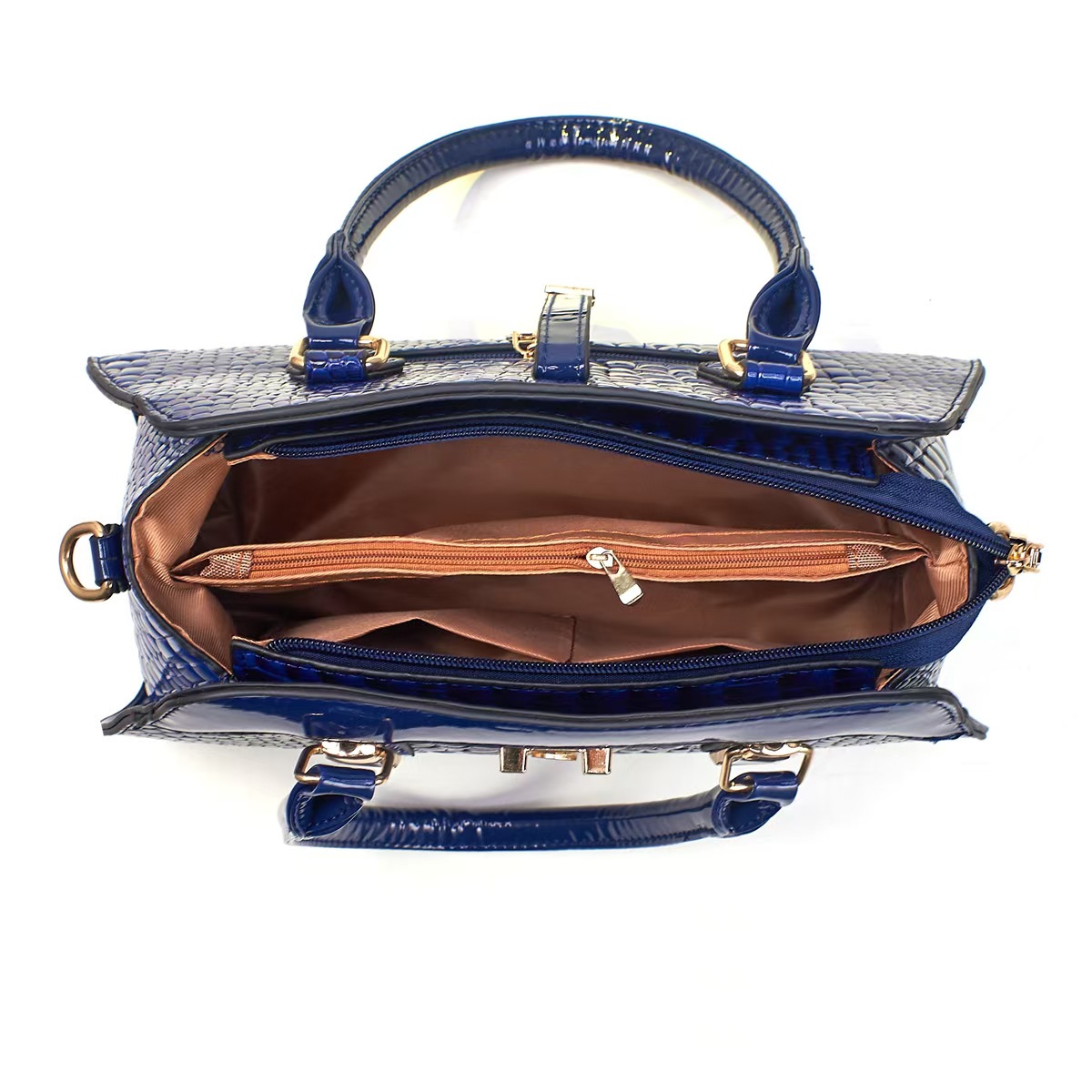 Medium Size Women's Medium Pu Leather Solid Color Streetwear Square Zipper Bag Sets