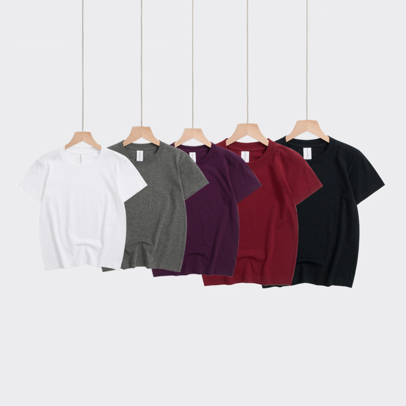 圆领纯棉短袖女童T恤夏季180g刺绣印字儿童亲子半袖宽松休闲