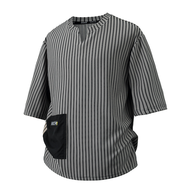 American Retro Trendy Brand Cross-Border V-Neck Striped Short-Sleeve T-Shirt for Men, Large Size, Summer Loose Casual Half-Sleeve, 69 Yuan American Retro Trendy Brand Cross-Border V-Neck Striped Short-Sleeve T-Shirt for Men, Large Size, Summer Loose Casual Half-Sleeve, 69 Yuan