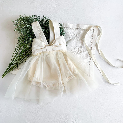 Ins New Children's Summer Dress for Girls with Big Butterfly Bow Tank Top Bodysuit Net Gauze Princess Skirt Baby First Birthday Outfit
