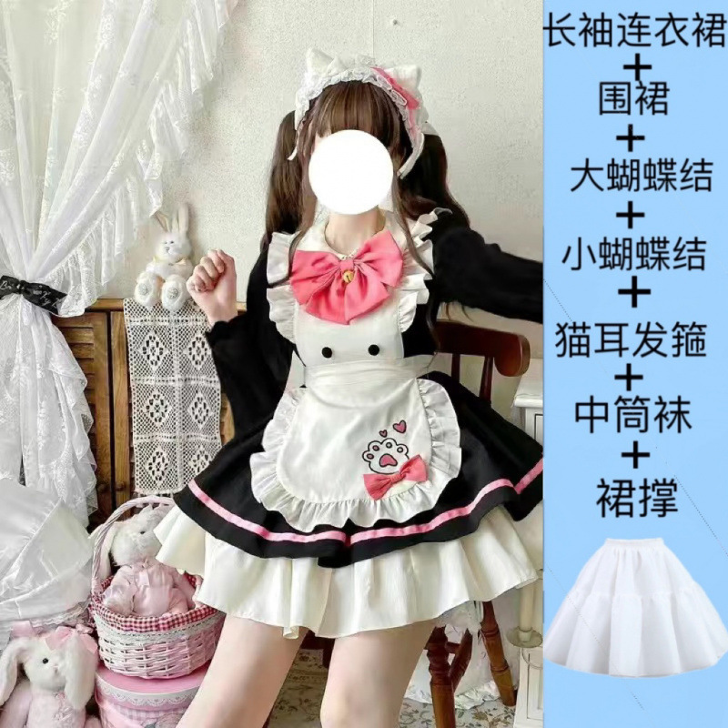 猫レストランかわいいopショートメイドロリータドレスエプロン日本ロリータ甘い女の子新しいスタイル|undefined