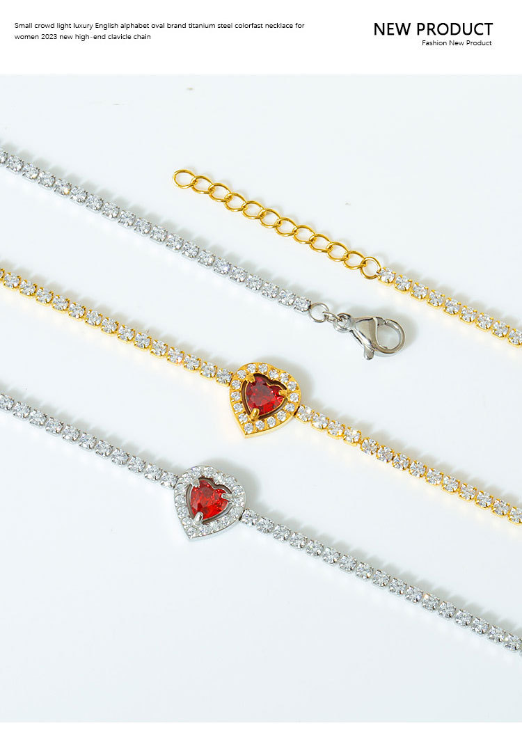 Plating Design Simple Style Heart Shape Titanium Steel Zircon Bracelets In Bulk