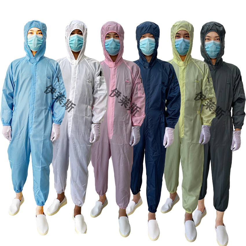 工厂防静电连帽连体服微电子元器件装配车间防尘服防静电连体服