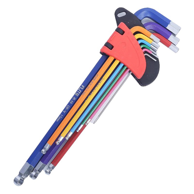 Forte llave hexagonal de color de grado industrial Cabeza de bola de acero al cromo-Vanadio flor de ciruelo arroz de longitud media alargada plegable multiusos