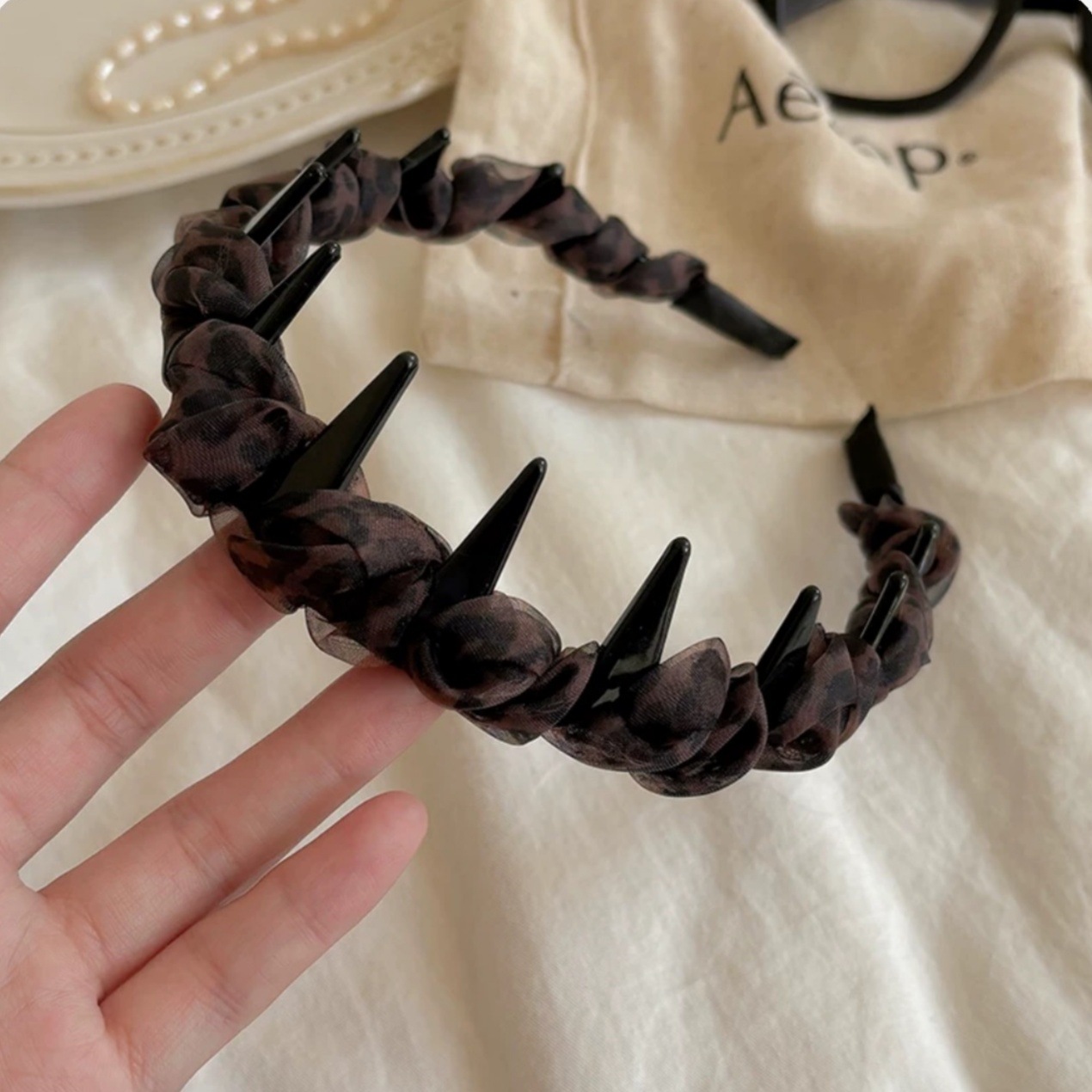 39#Brown mesh leopard print