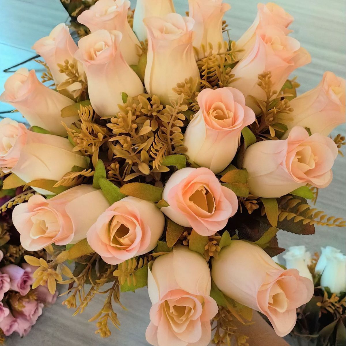 18 brotes de mano simulación de flores falsas rosas decoración floral ramo de boda