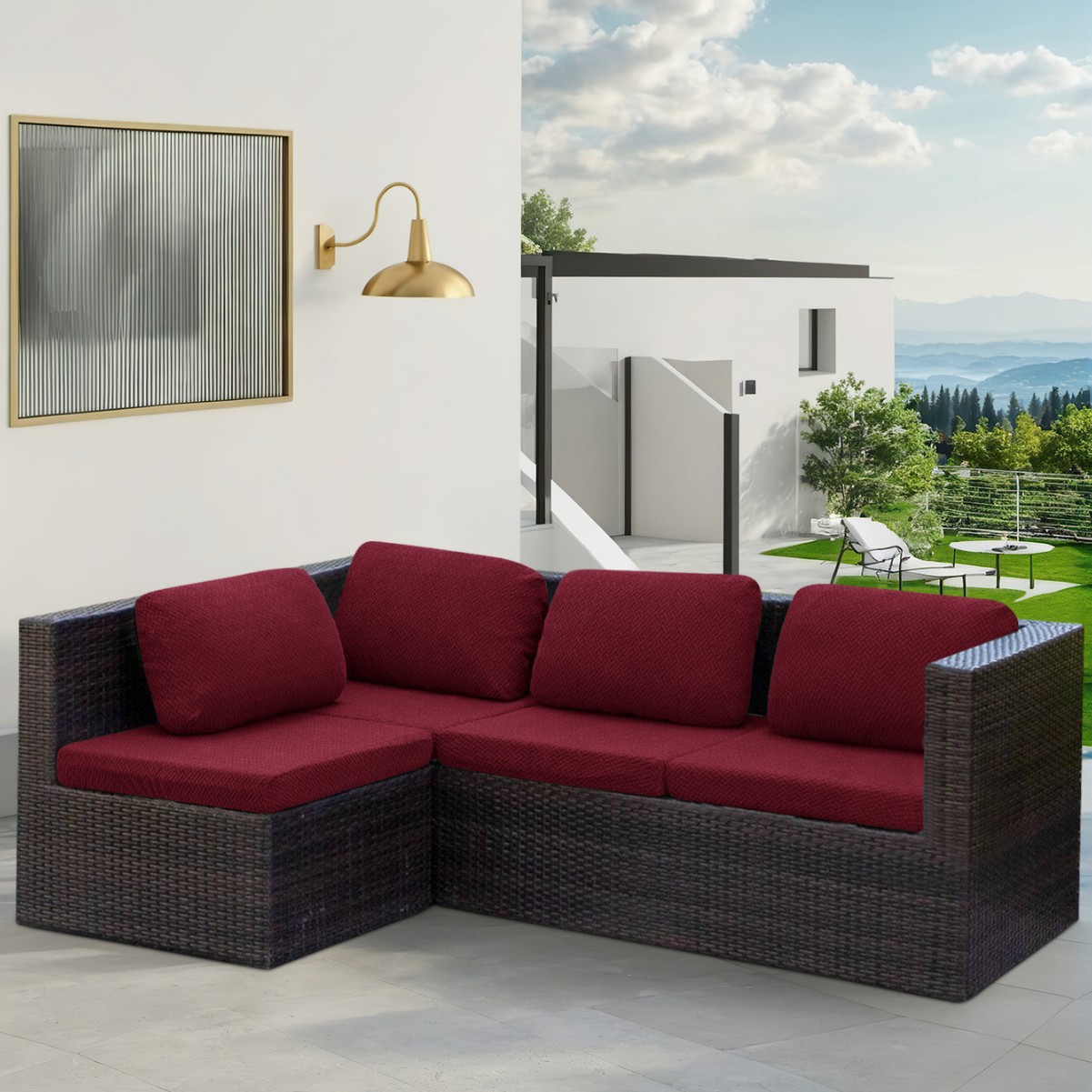 Punto transfronterizo al por mayor jacquard elástico en forma de T funda de cojín de sofá con todo incluido funda de sofá