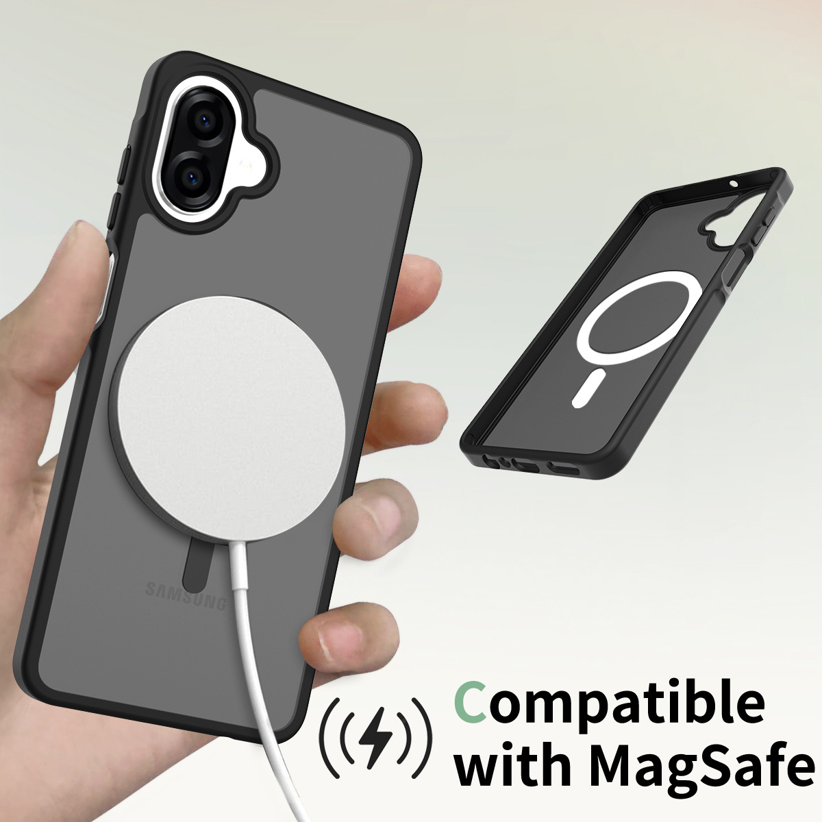 Transfronterizo aplicable Samsung A08 concha de teléfono móvil esmerilado A26 bolsa de aire anti-caída Galaxy A18 cubierta de succión magnética