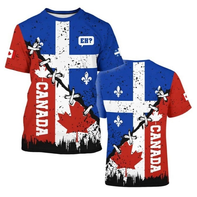 2026 Classic Canadian Theme Series Men's T-Shirt, Fashionable City T-Shirt with 3D Printed Maple Leaf Pattern