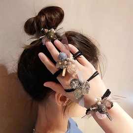 韩版网红头绳女新款发圈厂家气质水晶珠子扎头发皮筋手链两用发饰