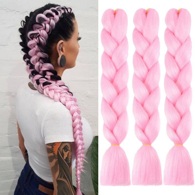 Gran trenza color peluca africana jumbo braid hair gradiente de fibra química trenza de seda de alta temperatura sucia