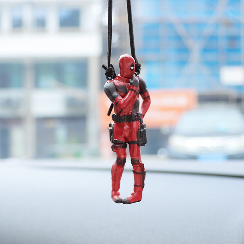 Cartoon Deadpool Car Rearview Mirror Car Pendant Reading Book Little Naughty Car Accessories Car Pendant Interior Decoration