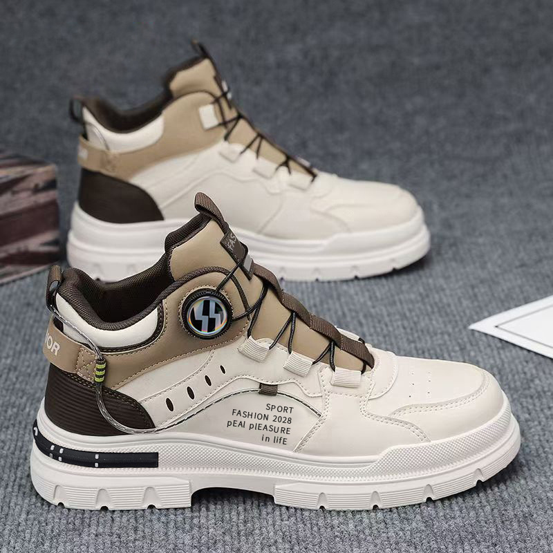 Botas Martin para hombres de invierno estilo británico retro zapatos de cuero casuales para hombres a prueba de agua anti-deslizante aumento de la altura de las botas de herramientas