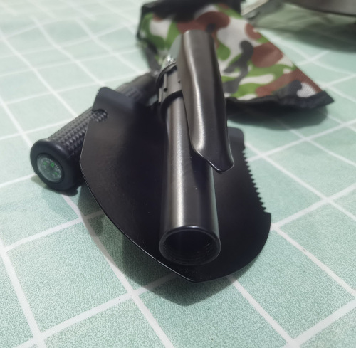 Multifunctional folding car-mounted four-in-one stainless steel life-saving shovel for camping, car-mounted small outdoor engineer shovel