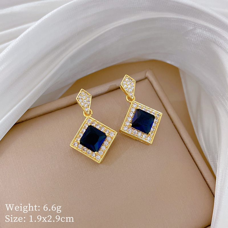 【钛钢】微镶项链耳环套装轻奢菱形吊坠个性气质宴会耳饰项饰组合详情19