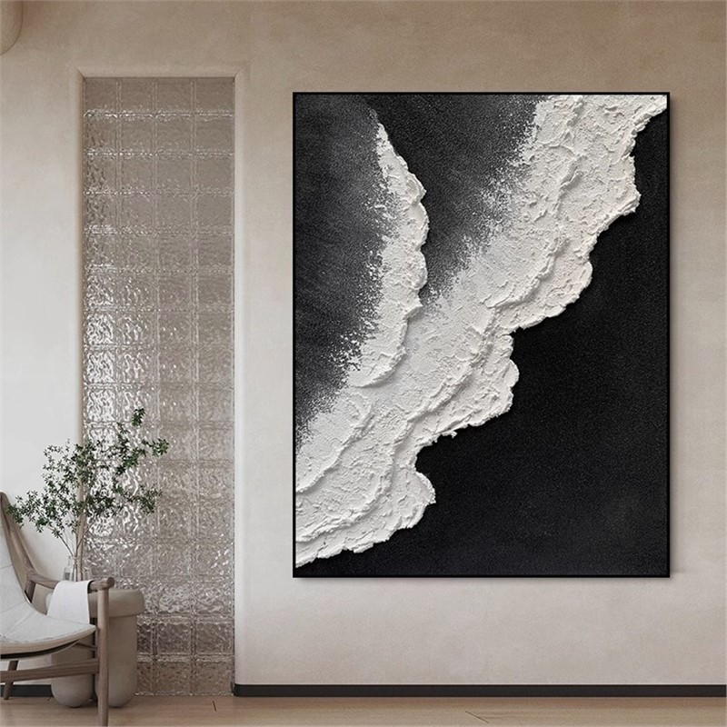 Light Luxury Entry Oil Painting Decorative Painting Abstract Black and White Hanging Painting Aisle Corridor Art Mural Texture Entrance Painting