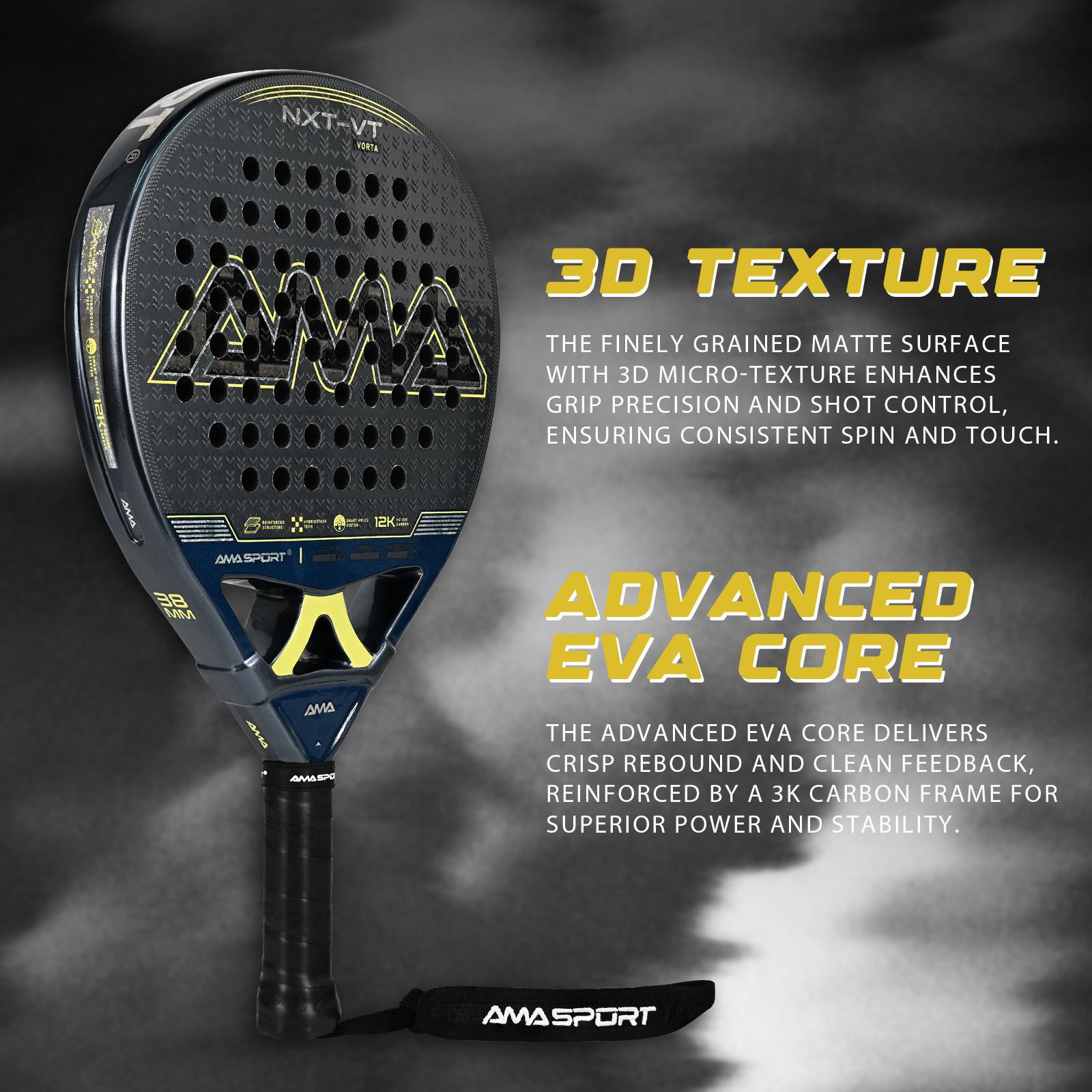 New Padel Racket Cricket Racket 24K Carbon Fiber P116 Cage Tennis Racket Amasport Racket